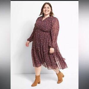 Lane Bryant floral Long Sleeve Sundress‎